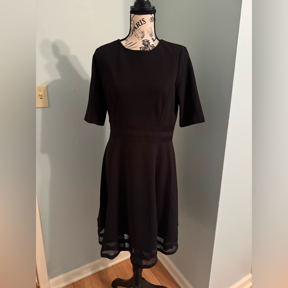 Classic Calvin Klein Black Long Sleeve Dress